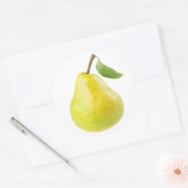 Eén gele groene peren ronde sticker (Envelop)