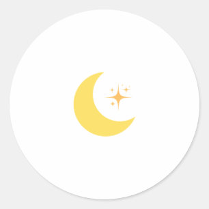 Een gele halve maan ontwerp voor de Ramadan Ronde Sticker