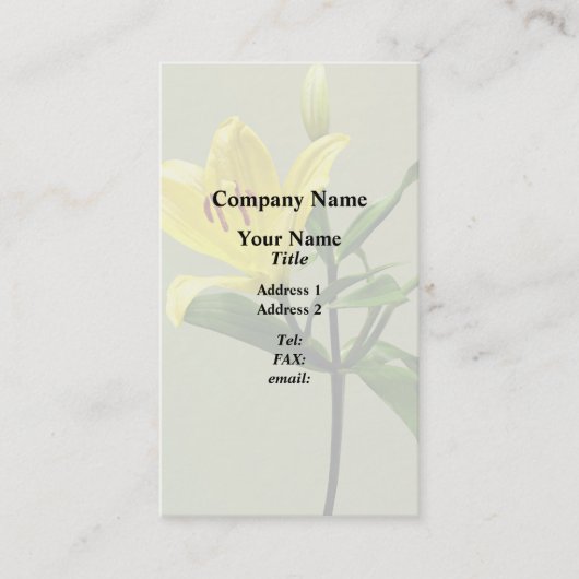 Eén gele Lily Visitekaartje (Voorkant)