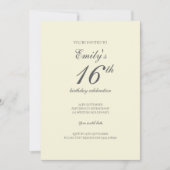 Een gele roos 16e verjaardag uitnodiging (Voorkant)