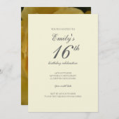 Een gele roos 16e verjaardag uitnodiging (Voorkant / Achterkant)