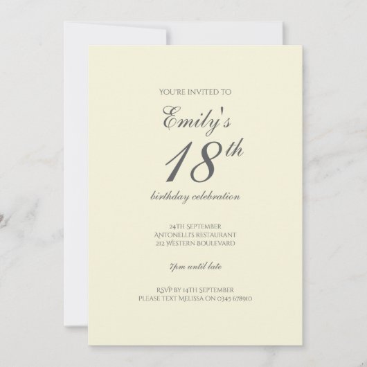 Een gele roos 18e verjaardag uitnodiging (Voorkant)