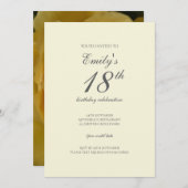 Een gele roos 18e verjaardag uitnodiging (Voorkant / Achterkant)