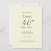 Een gele roos 40e verjaardag uitnodiging (Voorkant)