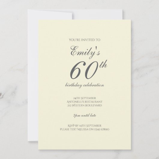 Een gele roos 60e verjaardag uitnodiging (Voorkant)