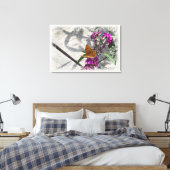 Een gele vlinder canvas afdruk (Insitu (Slaapkamer))