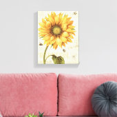 Een Gele Zonnebloem Canvas Afdruk (Insitu (Woonkamer))