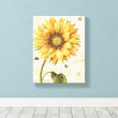 Een Gele Zonnebloem Canvas Afdruk (Insitu (Houten vloer))