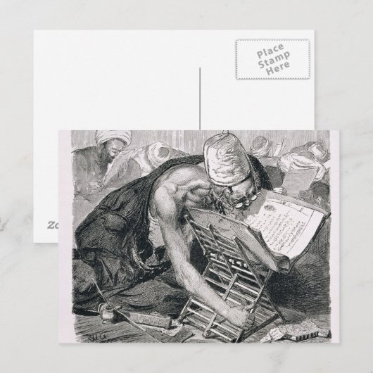 Een geleerd Man geabsorbeerd in de Koran Briefkaart (Voorkant / Achterkant)