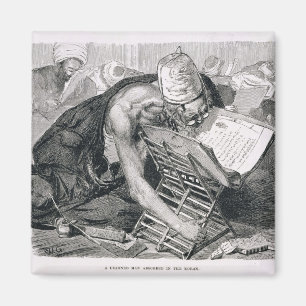 Een geleerd Man geabsorbeerd in de Koran Magneet