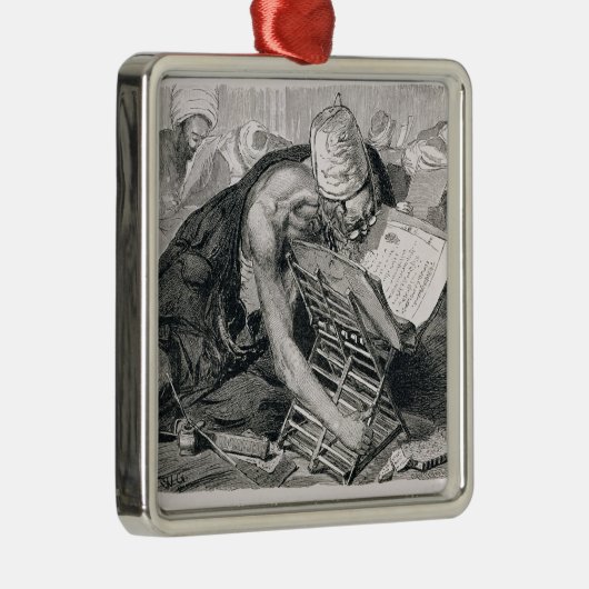 Een geleerd Man geabsorbeerd in de Koran Metalen Ornament (Rechts)