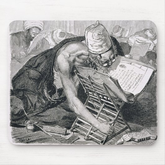 Een geleerd Man geabsorbeerd in de Koran Muismat (Voorkant)