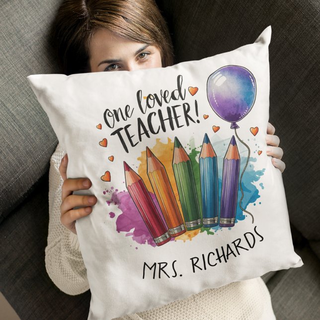 Een geliefde leraar gepersonaliseerd bedankgeschen kussen (One Loved Teacher Personalised Thank You Gift Throw Pillow)