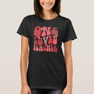 Een geliefde leraar Retro Groovy Love Valentijnse T-shirt