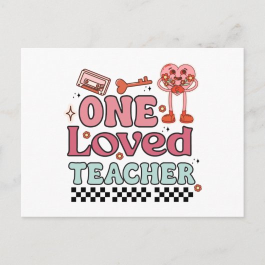 Een geliefde leraar Retro Valentijnsdag Briefkaart (Voorkant)