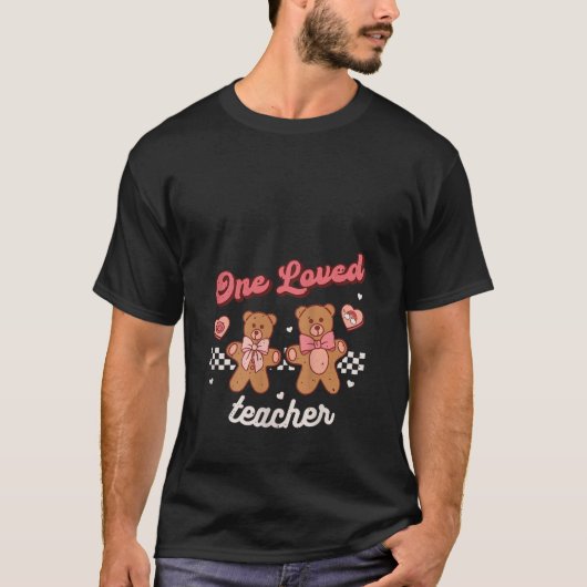 Een geliefde leraar Valentijnsdag Retro Groovy Sch T-shirt (Voorkant)