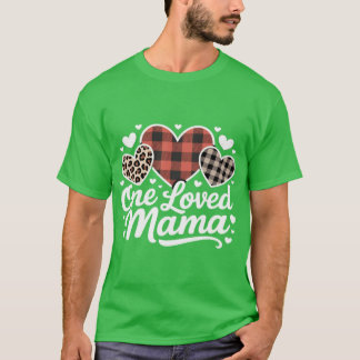 Eén geliefde MAMA Cute Plaid Hart Familie Valentij T-shirt