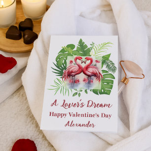 Een geliefden droom Romantische Flamingo Valentijn Kaart