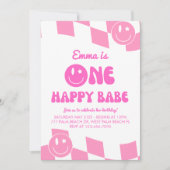 Een gelukkig Babe Groovy 1e Verjaardag Kaart (Voorkant)