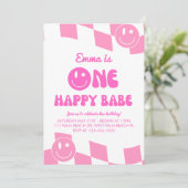 Een gelukkig Babe Groovy 1e Verjaardag Kaart (Staand voorkant)