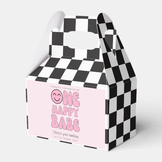 Een gelukkig Babe Happy Face Pink Bedankdoosjes (Voorkant Zijde)