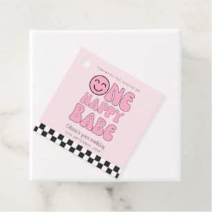 Een gelukkig Babe Happy Face Pink Bedankjes Labels