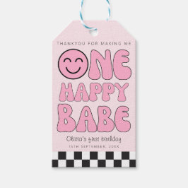 Een gelukkig Babe Happy Face Pink Cadeaulabel