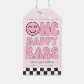 Een gelukkig Babe Happy Face Pink Cadeaulabel (Achterkant)
