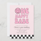 Een gelukkig Babe Happy Face Pink Kaart (Voorkant)