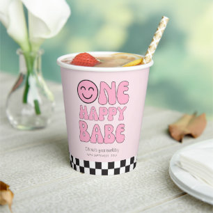 Een gelukkig Babe Happy Face Pink Papieren Bekers