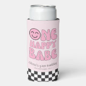 Een gelukkig Babe Happy Face Pink Seltzer Blikjeskoeler (Seltzer Voorkant)