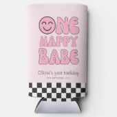 Een gelukkig Babe Happy Face Pink Seltzer Blikjeskoeler (Voorkant)