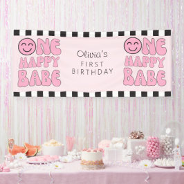 Een gelukkig Babe Happy Face Pink Spandoek