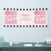 Een gelukkig Babe Happy Face Pink Spandoek (Beurs)