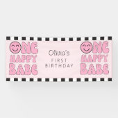 Een gelukkig Babe Happy Face Pink Spandoek (Horizontaal)
