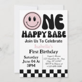 Een gelukkig babe meisje 1e verjaardag uitnodiging (Voorkant)