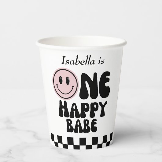 Een gelukkig babe meisje eerste verjaardag papieren bekers (Achterkant)