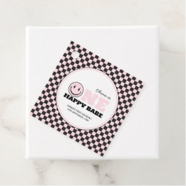 Een gelukkig Babe Meisjes Roze 1e Verjaardag Bedankjes Labels