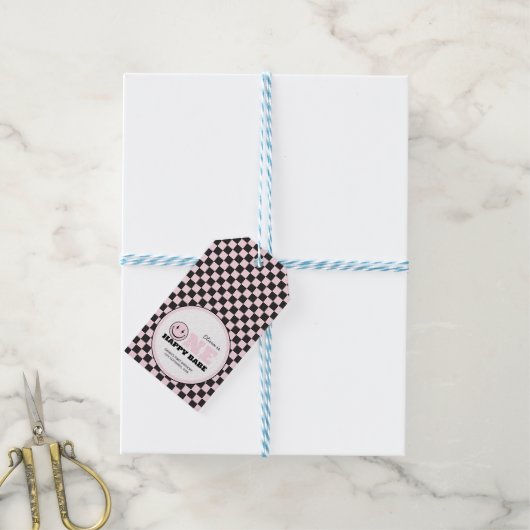 Een gelukkig Babe Meisjes Roze 1e Verjaardag Cadeaulabel (Met Touw)