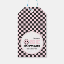 Een gelukkig Babe Meisjes Roze 1e Verjaardag Cadeaulabel