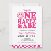 Een Gelukkig Babe Roze Glimlach Gezicht Meisje 1e  Kaart (Voorkant)