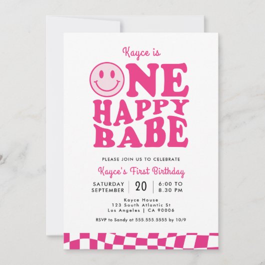 Een Gelukkig Babe Roze Glimlach Gezicht Meisje 1e  Kaart (Voorkant)