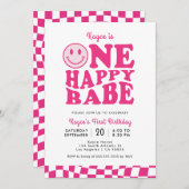 Een Gelukkig Babe Roze Glimlach Gezicht Meisje 1e  Kaart (Voorkant / Achterkant)