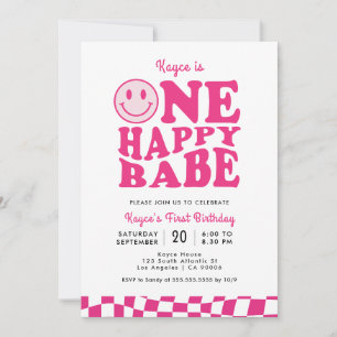 Een Gelukkig Babe Roze Glimlach Gezicht Meisje 1e  Kaart