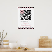Een gelukkig Babe Roze Meisje 1e Verjaardag Welkom Poster (Keuken)