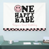 Een gelukkig Babe Wavy Happy Smile Meisje 1e Verja Spandoek (Beurs)