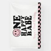 Een gelukkig Babe Wavy Happy Smile Meisje 1e Verja Spandoek (Verticaal)