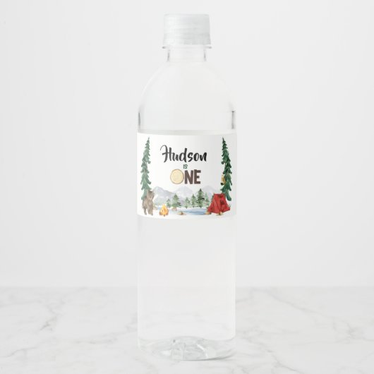 Een gelukkig camper waterflesje label waterfles etiket (Voorkant)