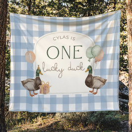 Eén Gelukkig Eend Verjaardagsbanner met Naam Wandkleed