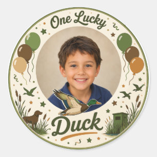 Eén Gelukkig Eend Verjaardagsfotolijst Ronde Sticker